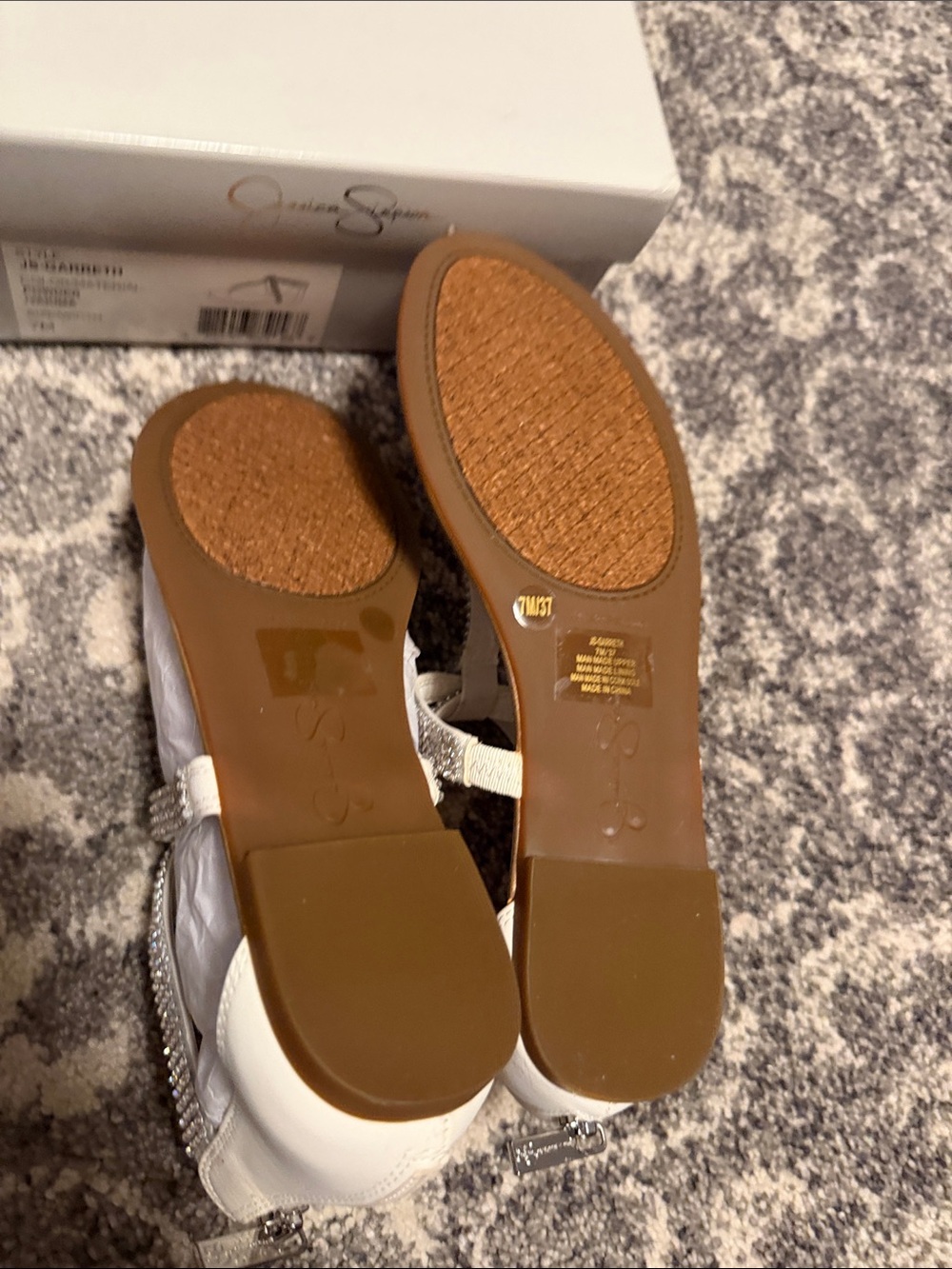 Jessica Simpson Silver Rhinestone T-Strap Sandals - Picture 4 of 5